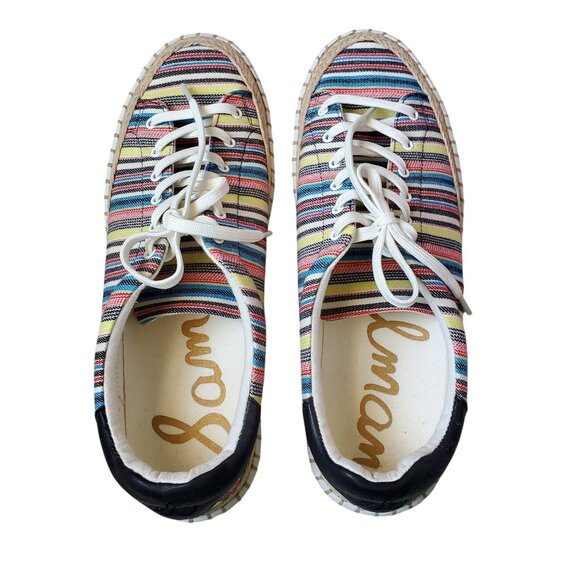 Sam Edelman Kave Multi Striped Lace Up Sneaker Women Shoe Size 8.5 Never Worn - Picture 2 of 10